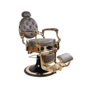 AMSTERDAM Gold Chrome Frame Brown Leather Barberchair DITA