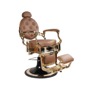 AMSTERDAM Gold Chrome Frame Tan Leather Barberchair DITA