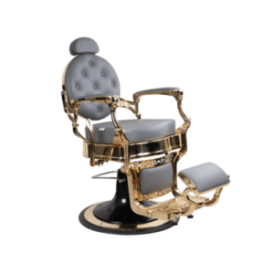 AMSTERDAM Gold Chrome Frame Grey Leather Barberchair DITA